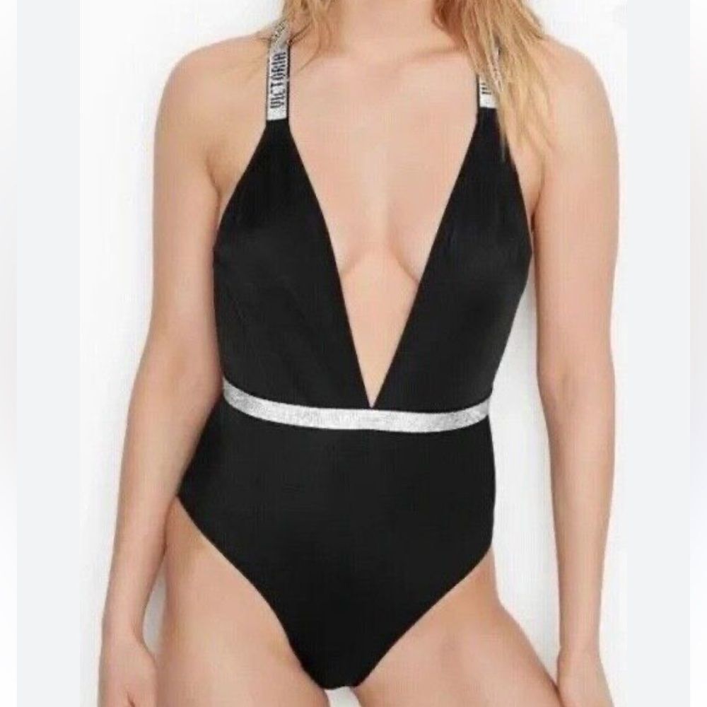 Victoria Secret Bathing suit Size M SWIM Shine Plunge One-Piece Swimsuit